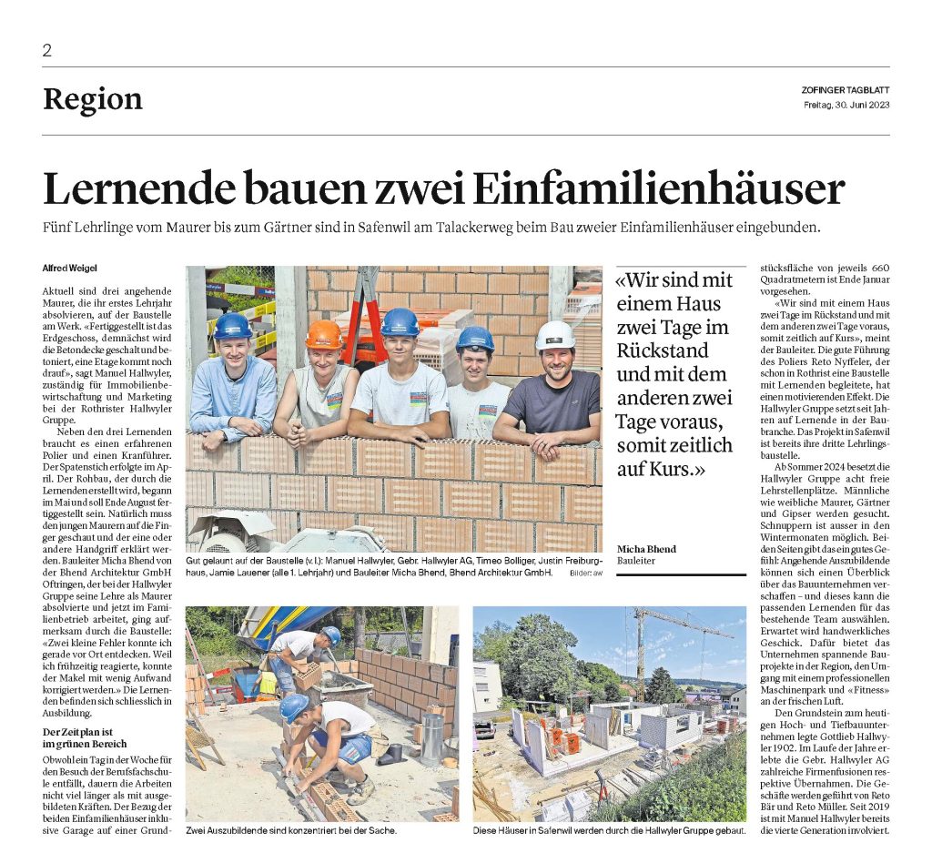 Zofinger Tagblatt - Fr 30. Juni 2023 - 2