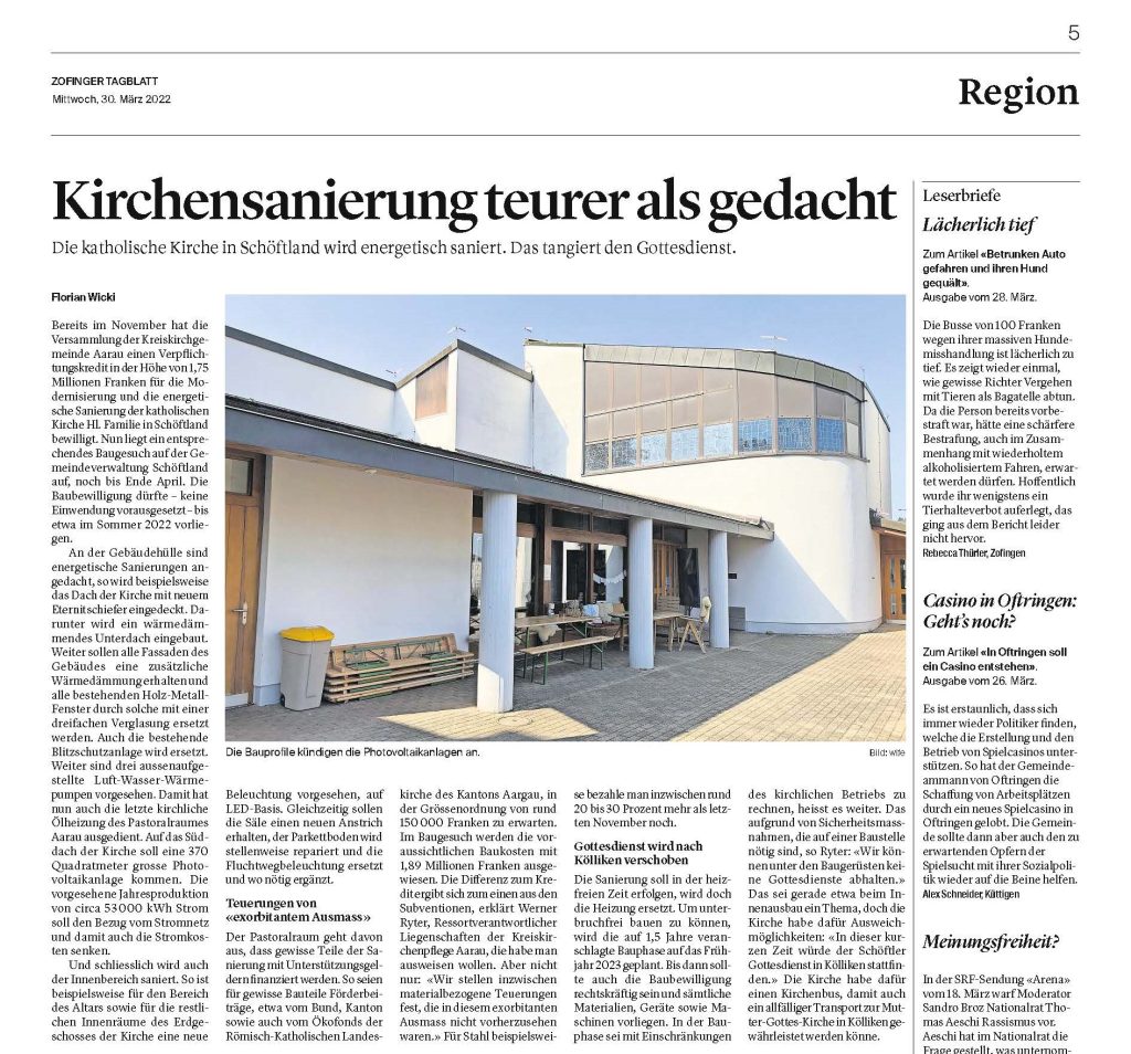 Zofinger Tagblatt - Mi 30. Maerz 2022 - 5
