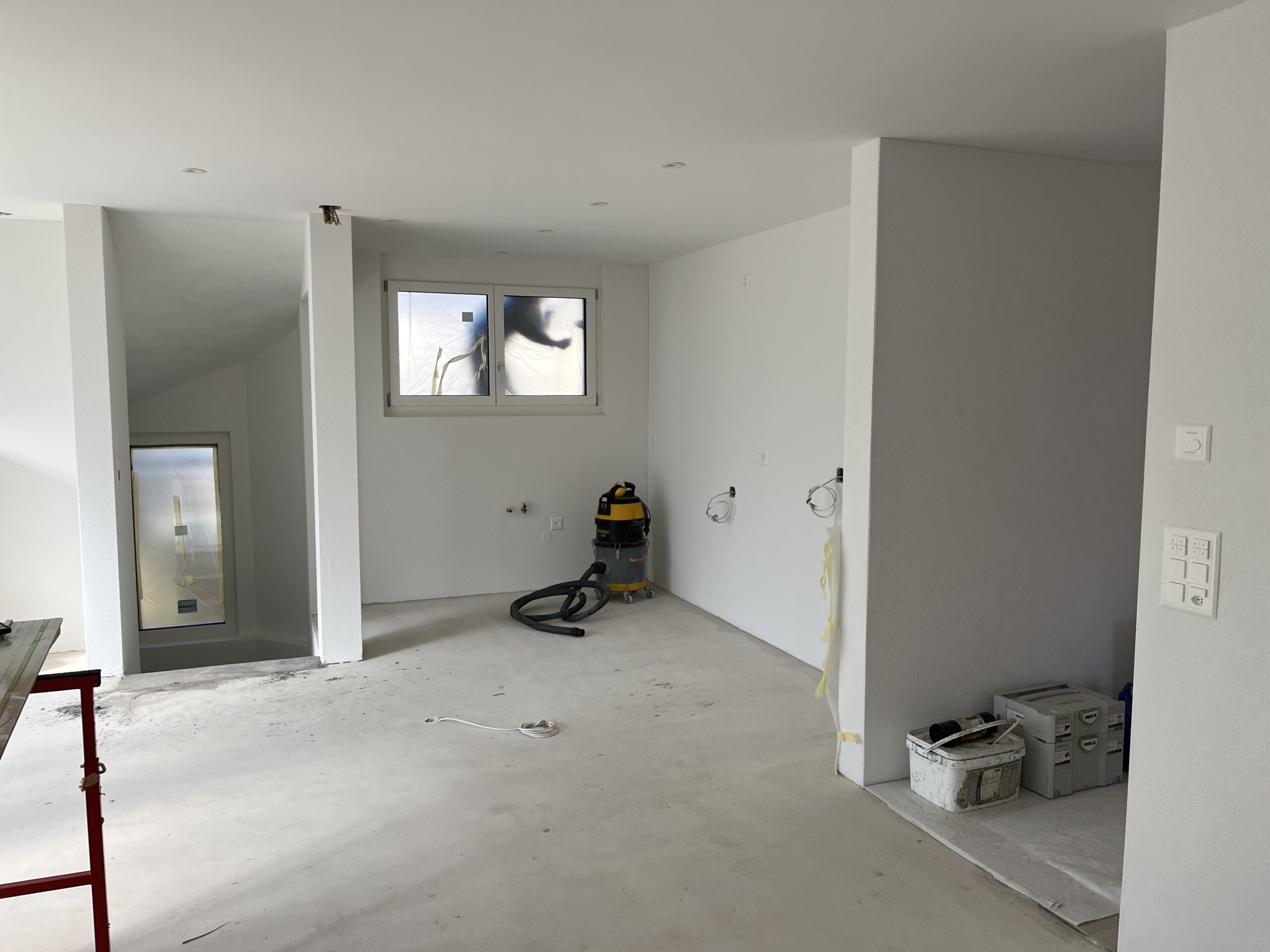 Küche bereit für Parkett und Küchenmöbel